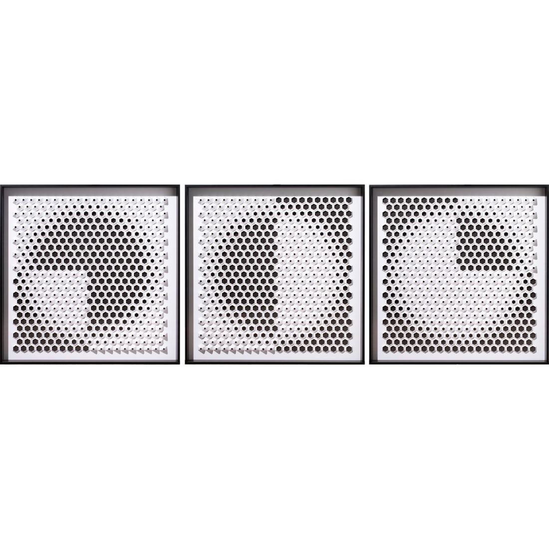 Sculptural Wall Reliefs, Yossi Ben Abu: (lot of 3) Yossi Ben Abu (American, 20th/21st century), Untitleds, 2022, dimensional paper constuctions, each signed and dated verso, each artist label affixed verso, each sight: 31.5"h x 31.5"w,