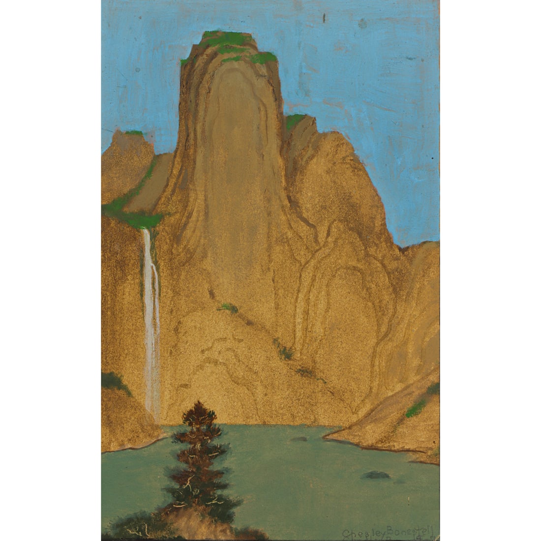 Painting, Chesley Bonestall: Chesley Bonestall (American 1888-1986), "Scene in the Oriental Manner," 1982, oil on board, signed lower right, signed, titled, and dated verso, board (unframed): 10.5"h x 7"w