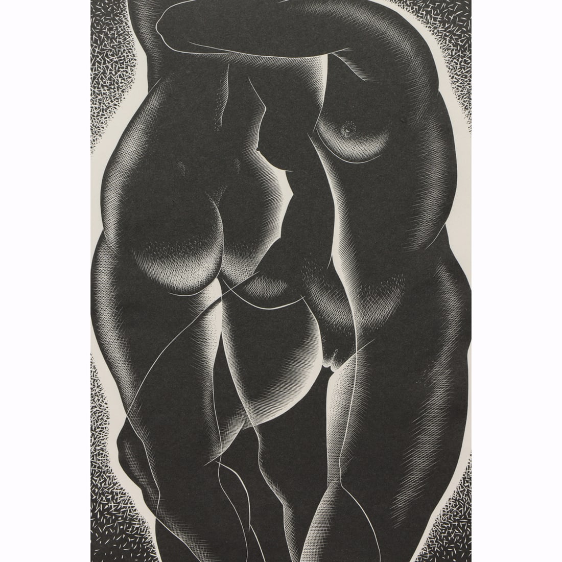 Print, Paul Handleton Landacre: Paul Handleton Landacre (American 1893-1963), "Counterpoint," 1937, wood engraving on rice paper, pencil signed lower right, titled lower left center, edition 5/25, sight: 12"h x 8.25"w, overall