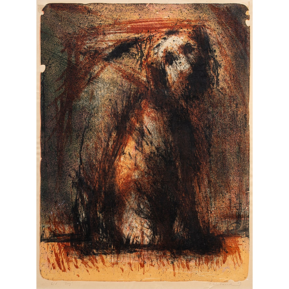 Print, Wayne Thiebaud: Wayne Thiebaud (American, 1920-2021), "Dog," 1957, lithograph in colors, pencil signed and dated lower right, titled lower left, edition 6/8, image: 25.5"h x 19"w, overall (with frame): 29.25"h x