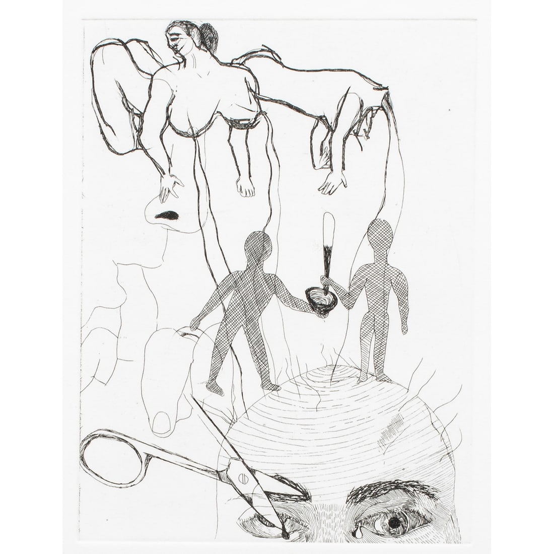 Print, Francesco Clemente: Francesco Clemente (Italian, b. 1952), "Circuit," etching, pencil signed lower center, Crown Point Press blind stamp lower right, edition 6/10, image: 8"h x 6"w, sheet: 22.5"h x 15"w, overall (with fr
