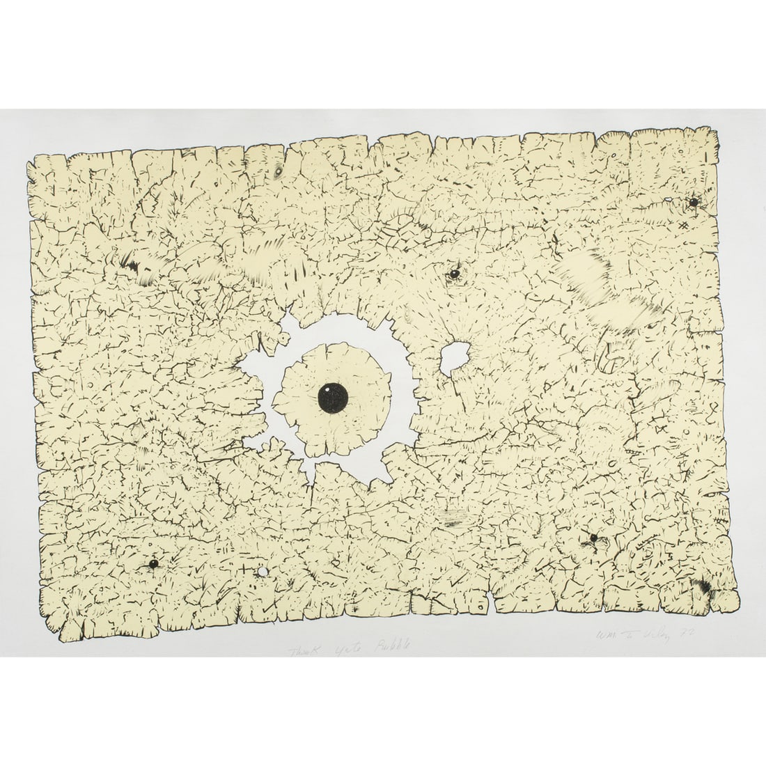Print, William T. Wiley: Wlliam T. Wiley (American, 1937-2021), "Thank Yute Rubble," 1972, lithograph, pencil signed and dated lower right, titled lower center, image: 18"h x 25"w, sight: 20.5"h x 29"w, overall (with frame):