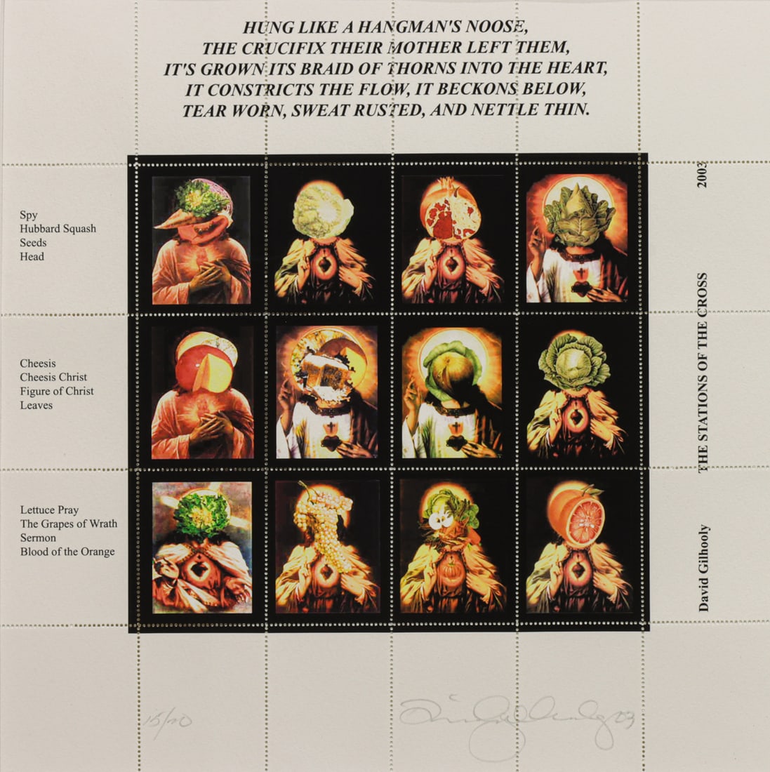 Print, David Gilhooly: David Gilhooly (American, 1943-2013), "The Stations of the Cross," 2003, mixed media print, pencil signed and dated lower right, edition 15/20, sheet (unframed): 19"h x 13"w