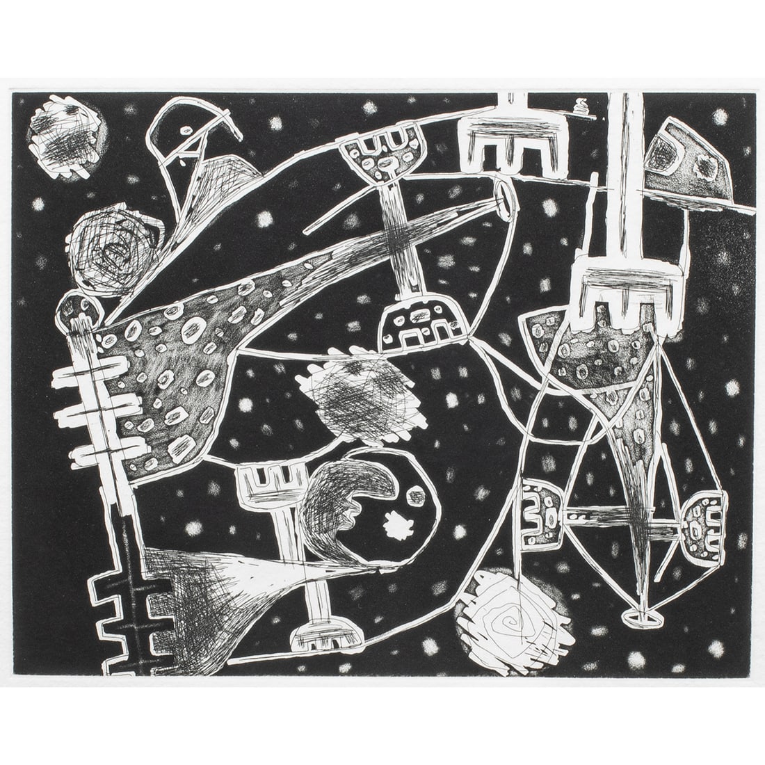 Print, Frank Lobdell: Frank Lobdell (American, 1921-2013), "3.27.92," 1992, etching and aquatint on BFK Rives paper, pencil signed lower right, titled lower left, edition 13/20, gallery label (Campbell-Thiebaud Gallery,