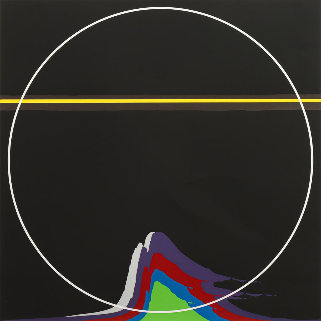 Print, Thomas W. Benton: Thomas W. Benton (American, 1930-2007), "Rainbow Mountain," 1981, screenprint, pencil signed and dated lower right, edition 4/250, sight: 32"h x 32"w, sheet (unframed): 35"h x 35"w