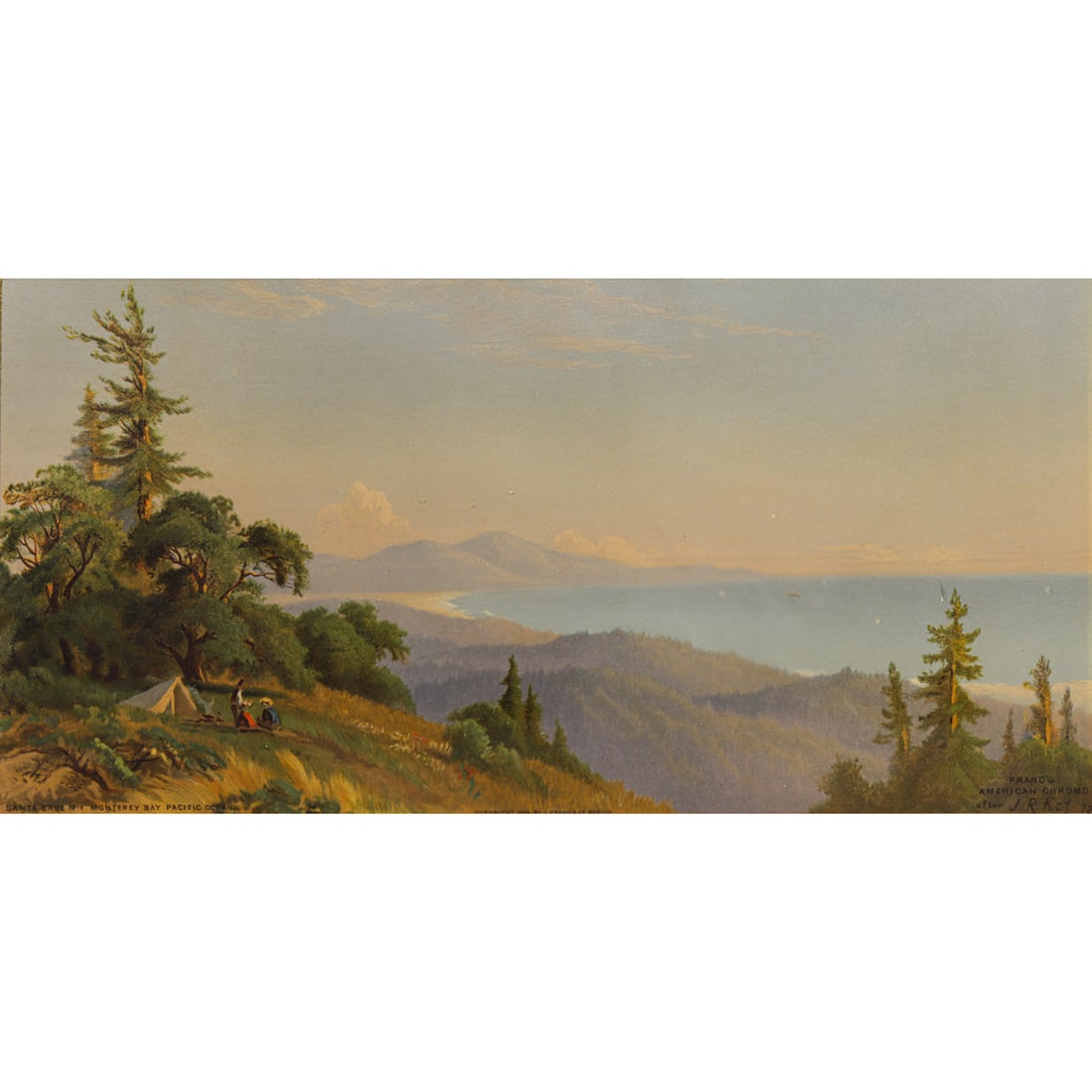 Print, Louis Prang: Louis Prang (German/American, 1823-1909) After John Ross Key (American, 1837-1920), "Santa Cruz Mountains, Monterey Bay, Pacific Ocean," chromolithograph, "Prang's American Chromo After J.R. Key 72"
