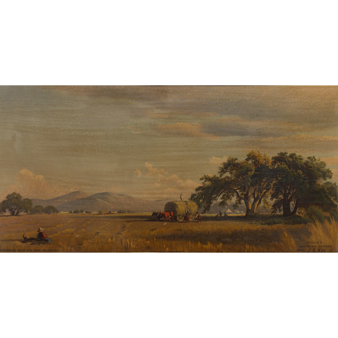 Print, Louis Prang: Louis Prang (German/American, 1823-1909) After John Ross Key (American, 1837-1920), "Harvesting, Near San Jose," chromolithograph, "Prang's American Chromo After J.R. Key 72" printed lower right,