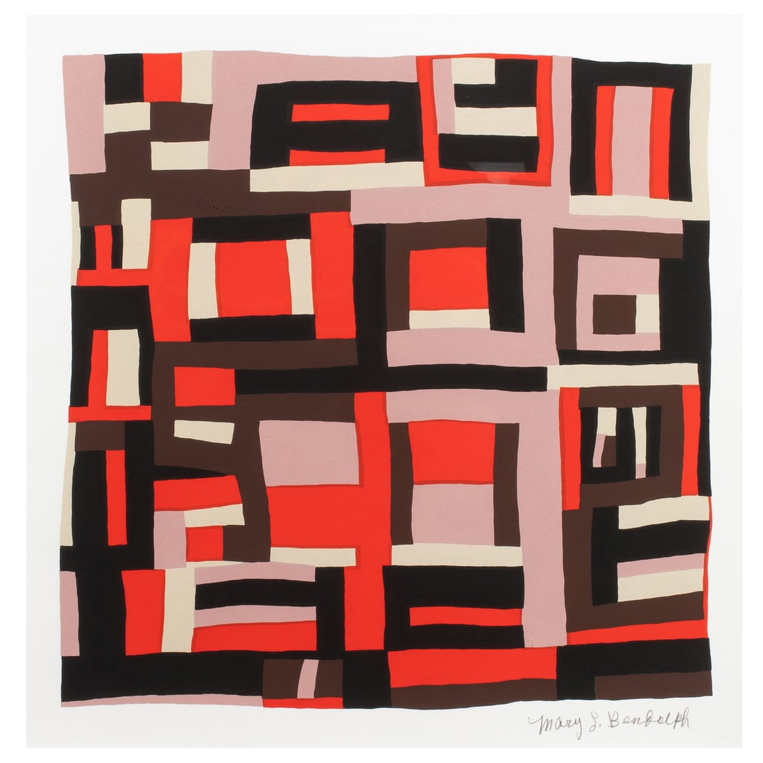 Print, Mary Lee Bendolph: Mary Lee Bendolph (American, b. 1935), "House Top" Quilt Variation, c. 2000, lithograph, pencil signed lower right, image: 15"h x 15"w, overall (with frame): 25"h x 24.25"w. Note: Mary Lee Bendolph is