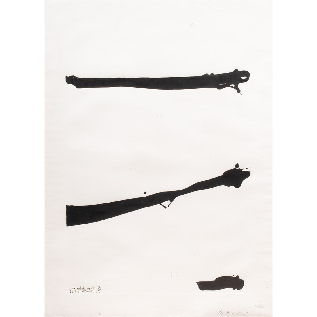 Print, Robert Motherwell: Robert Motherwell (American, 1915-1991), "Tallith for Meyer Shapiro," 1973, etching and aquatint, signed in pencil lower right, titled lower left, edition 85/100, sight: 35.5"h x 24"w, overall (with