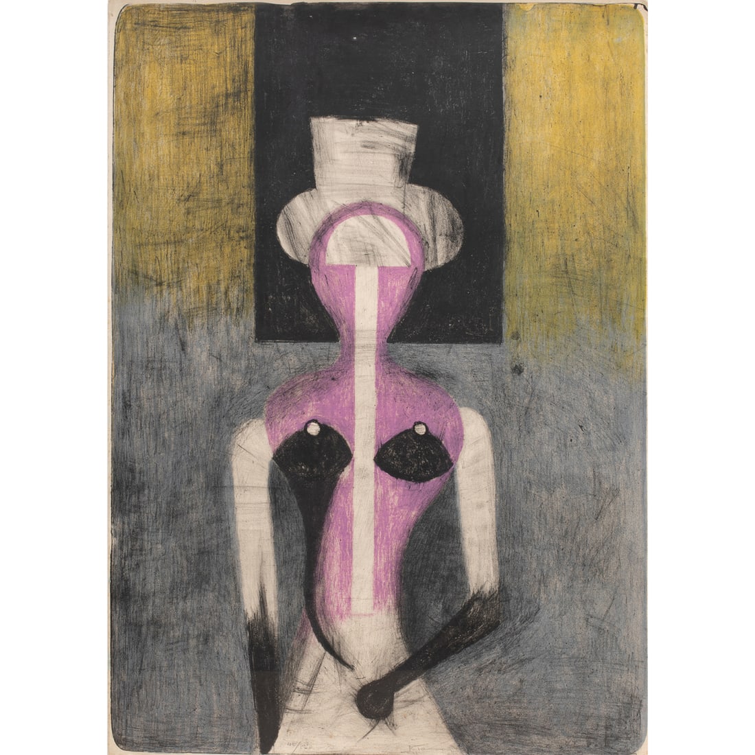 Print, Rufino Tamayo: Rufino Tamayo (Mexican, 1899-1991), "Mujer con Sombrero," 1972, lithograph, pencil signed lower center, sheet: 37"h x 26"w, overall (with frame): 42"h x 30.25"w
