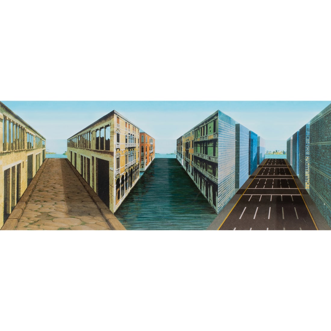 3D Lithograph, Patrick Hughes: Patrick Hughes (British, b. 1939), "History," 2007, hand painted multiple (3D color lithograph), signed lower right, edition AP 6/7, overall (with plexiglass box): 16.75"h x 34.5"w x 6.75"d