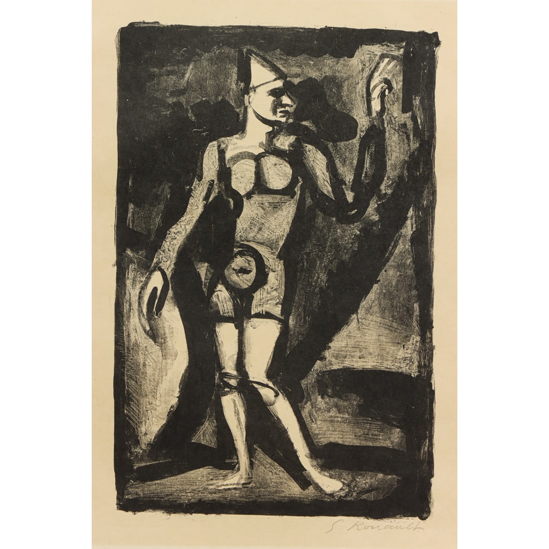 Print, Georges Rouault: Georges Rouault (French, 1871-1958), "Le Pitre (The Clown) - from Maitres et Petits Maistres," 1924-1927, lithograph, pencil signed lower right, image: 13.5"h x 8.75"w, sheet (unframed with mat board