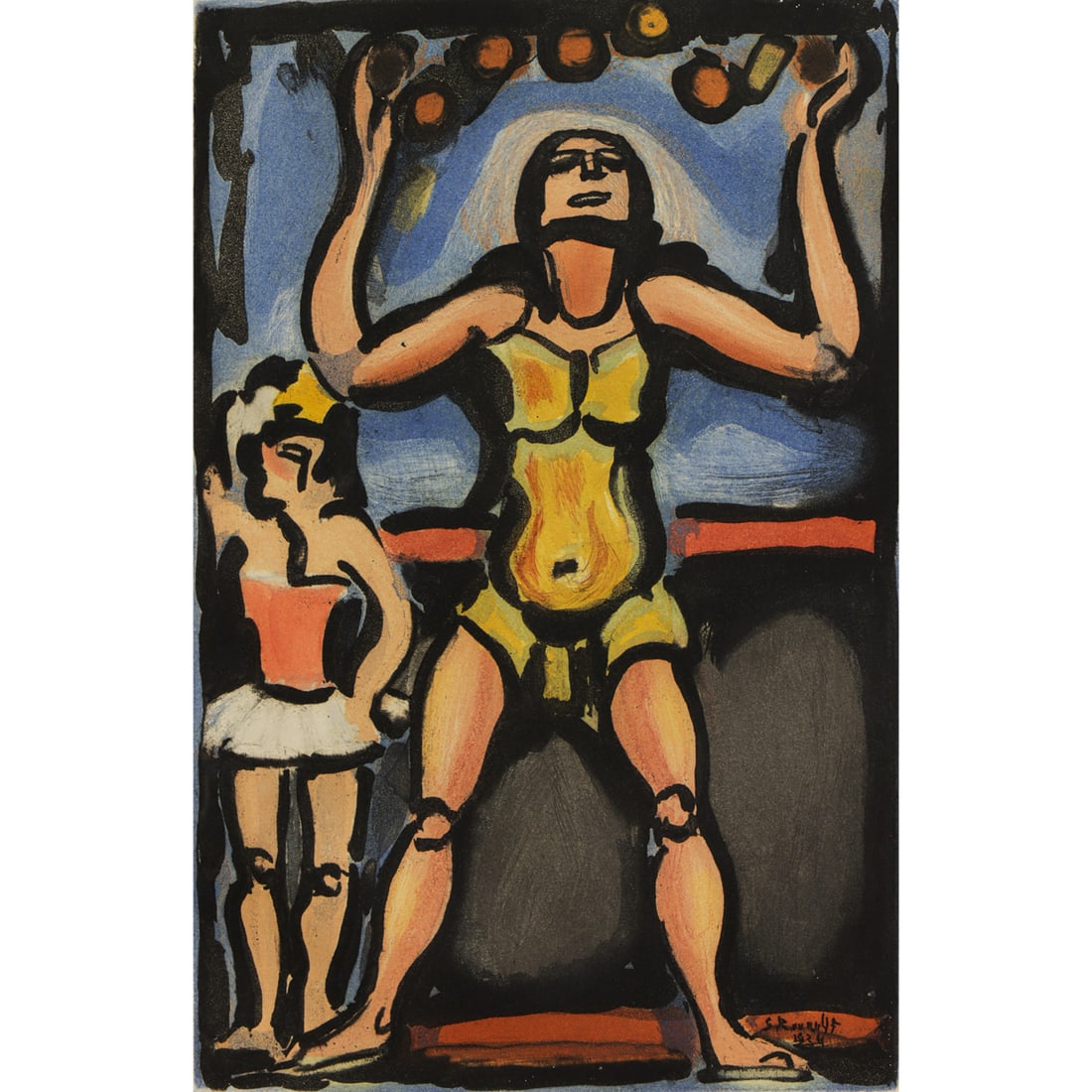 Print, Georges Rouault: Georges Rouault (French, 1871-1958), "Jongleur (from Cirque de l'Etoile Filante)," 1934, color aquatint, signed and dated in plate lower right, edition of 280, printed by Lacouriere, Paris, published