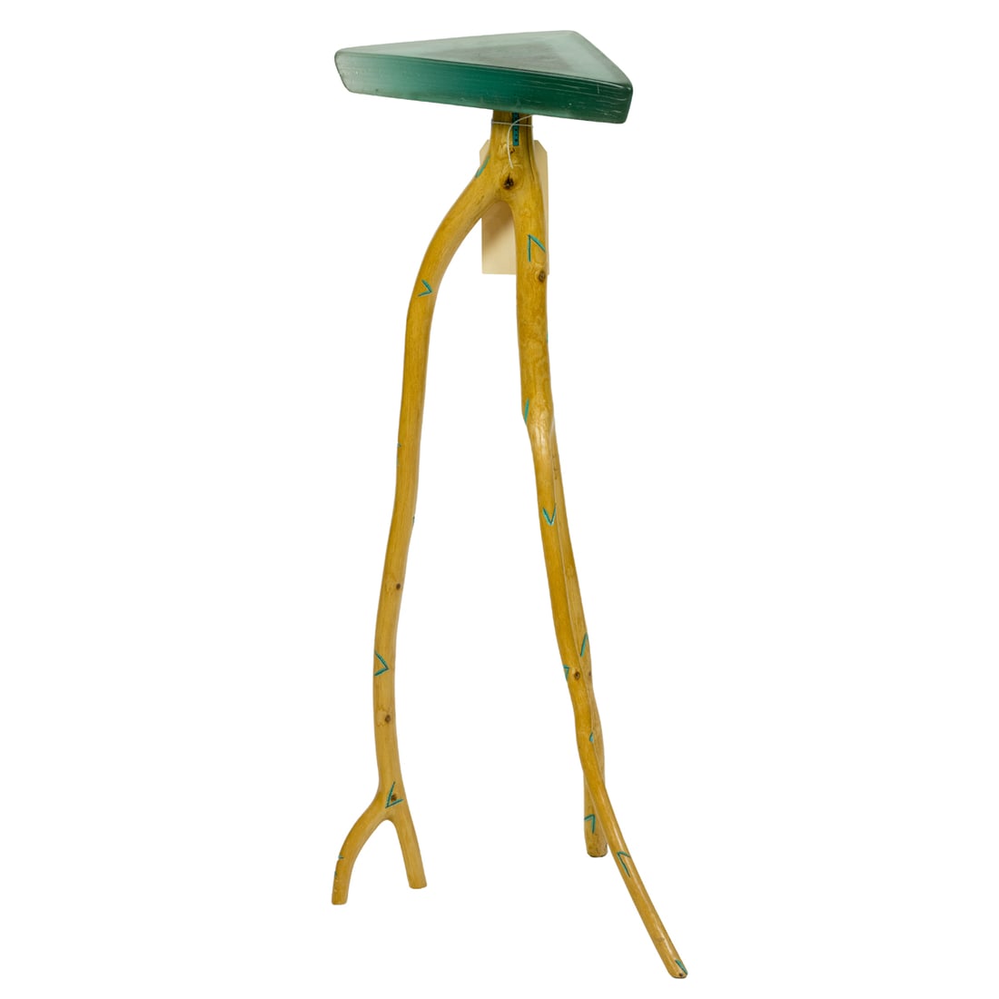 Sculpture, Jon Brooks: Jon Brooks (American, b. 1944), Glasstyx Table, 1987, glass and oak sculpture, signed and dated on a lower leg, overall: 40.5"h x 19"w x 14.5"d