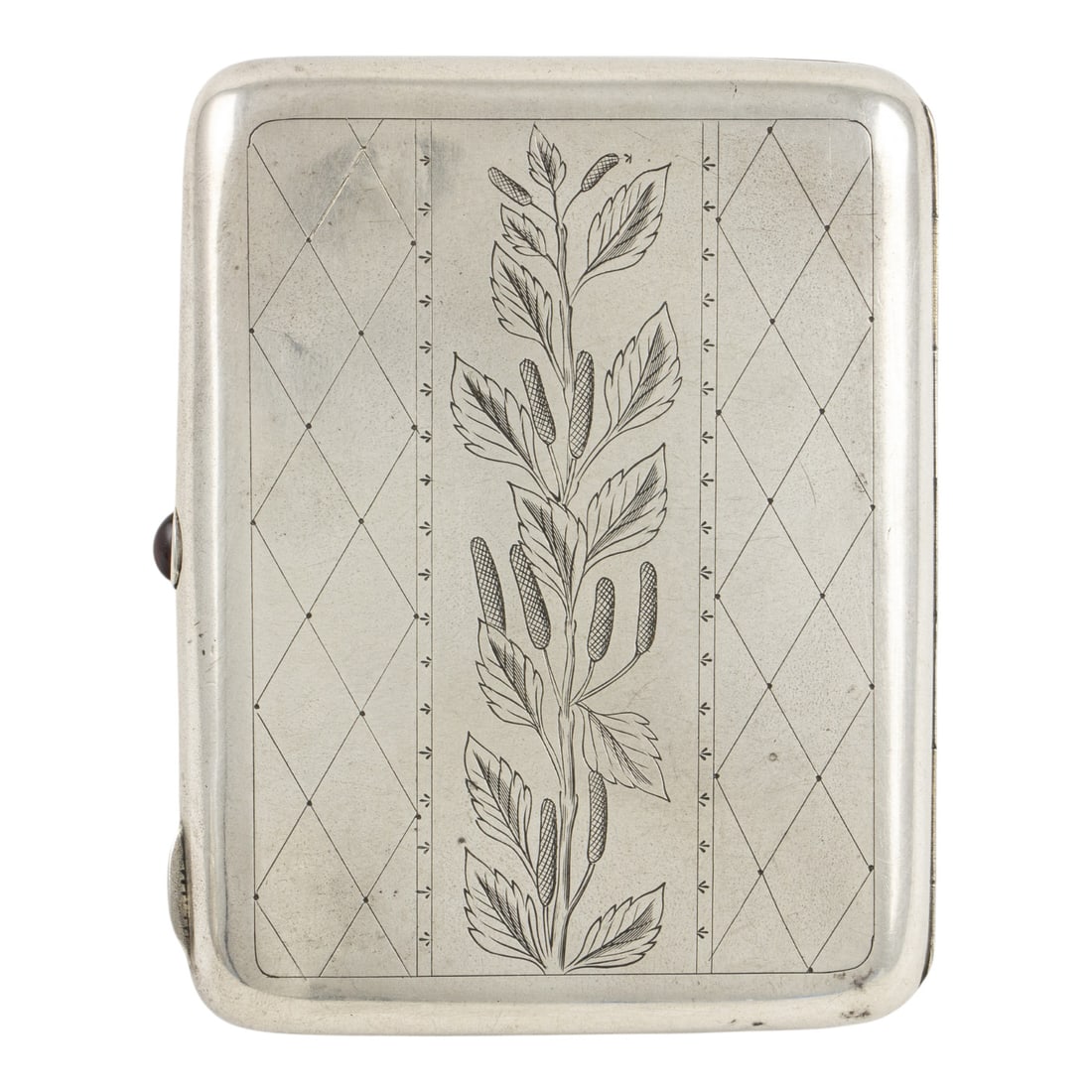 A Russian 84-standard silver cigarette case with ruby button clasp (1 of 5)