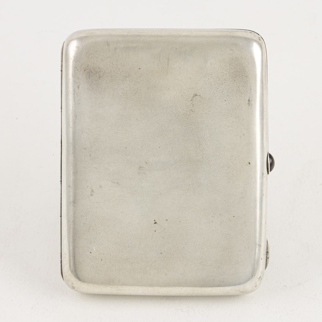 A Russian 84-standard silver cigarette case with ruby button clasp - 2
