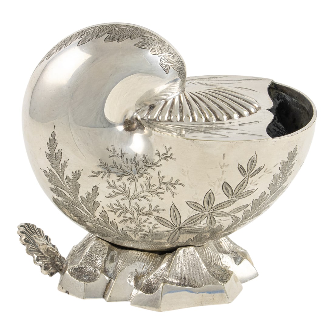 A silverplate nautilus shell spoon warmer (1 of 3)