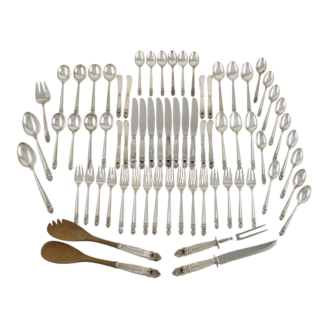 A partial International Royal Danish pattern sterling flatware service (1 of 3)