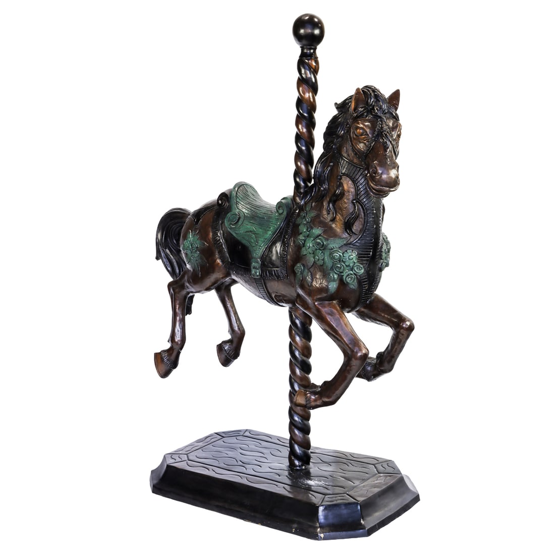 A patinated bronze figure of a carousel horse (1 of 6)