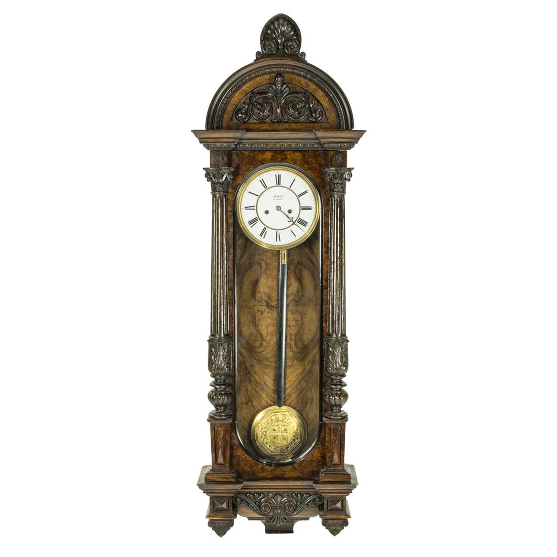 A European mahogany regulator wall clock (1 of 4)