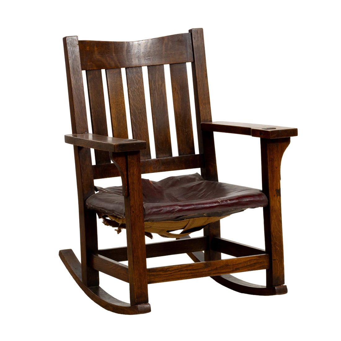An early Gustav Stickley Arts and Crafts V back rocker circa 1904 (1 of 5)