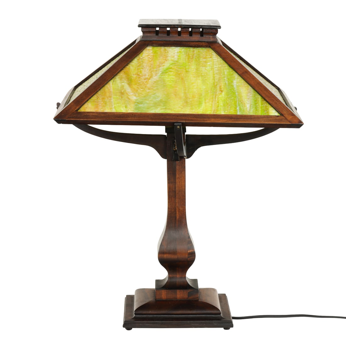 An Arts and Crafts mahogany slag glass lamp circa 1920 (1 of 3)