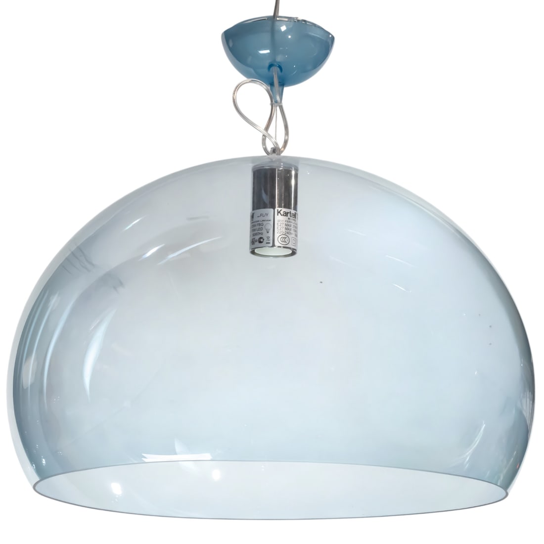 A Kartell pale blue acrylic pendant light fixture designed by Ferruccio Laviani: A Kartell pale blue acrylic pendant light fixture designed by Ferruccio Laviani, 20"h x 19"dia, Provenance: Property from the 2015 San Francisco Designer Showcase home