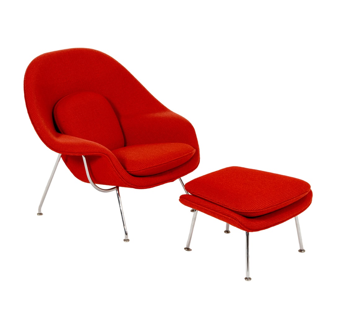 An Eero Saarinen for Knoll Womb Chair and ottoman (1 of 4)
