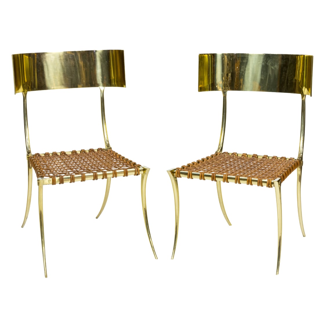 A pair of custom solid cast brass Klismos chairs (1 of 4)
