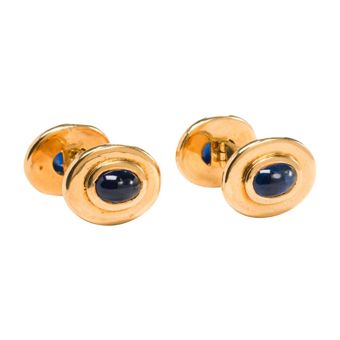 A pair of sapphire and 18k gold cufflinks (1 of 2)