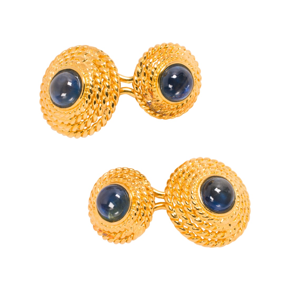 A pair of sapphire and 18k gold cufflinks (1 of 1)