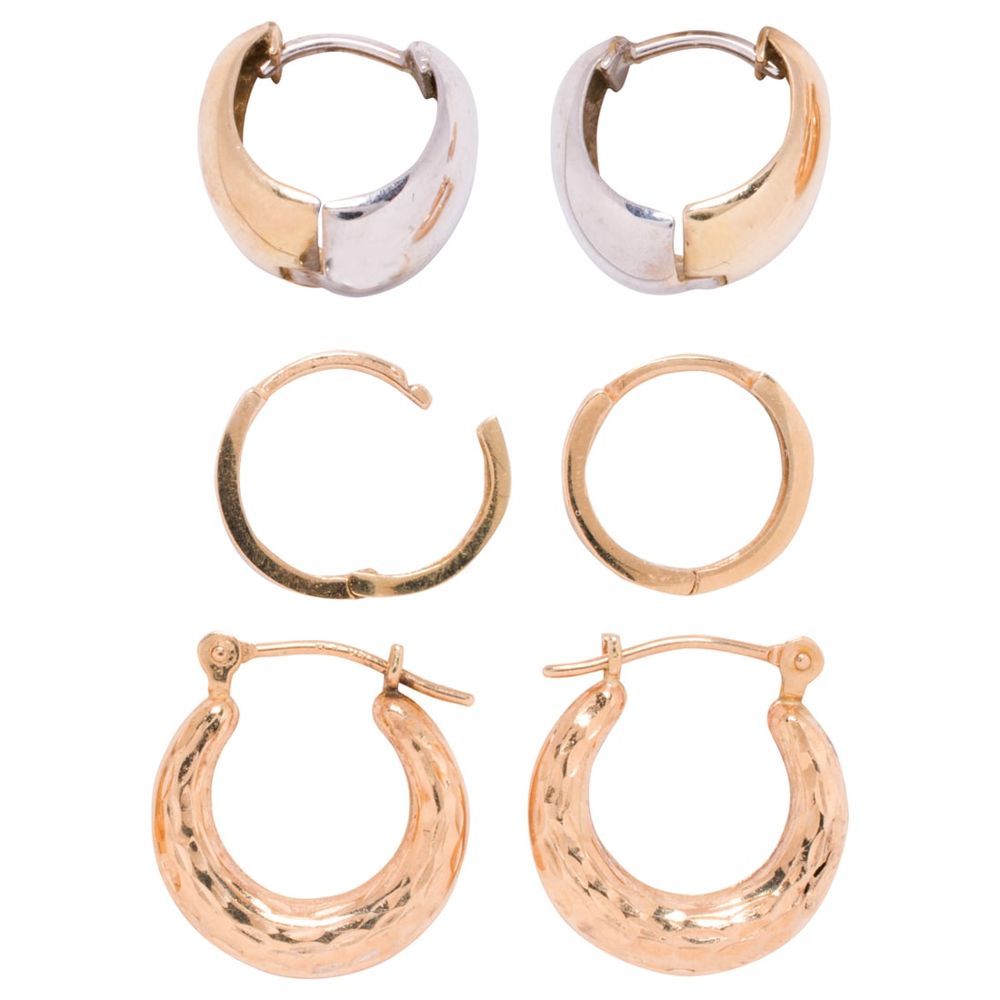 Three pairs of silver and 14k gold earrings (1 of 1)