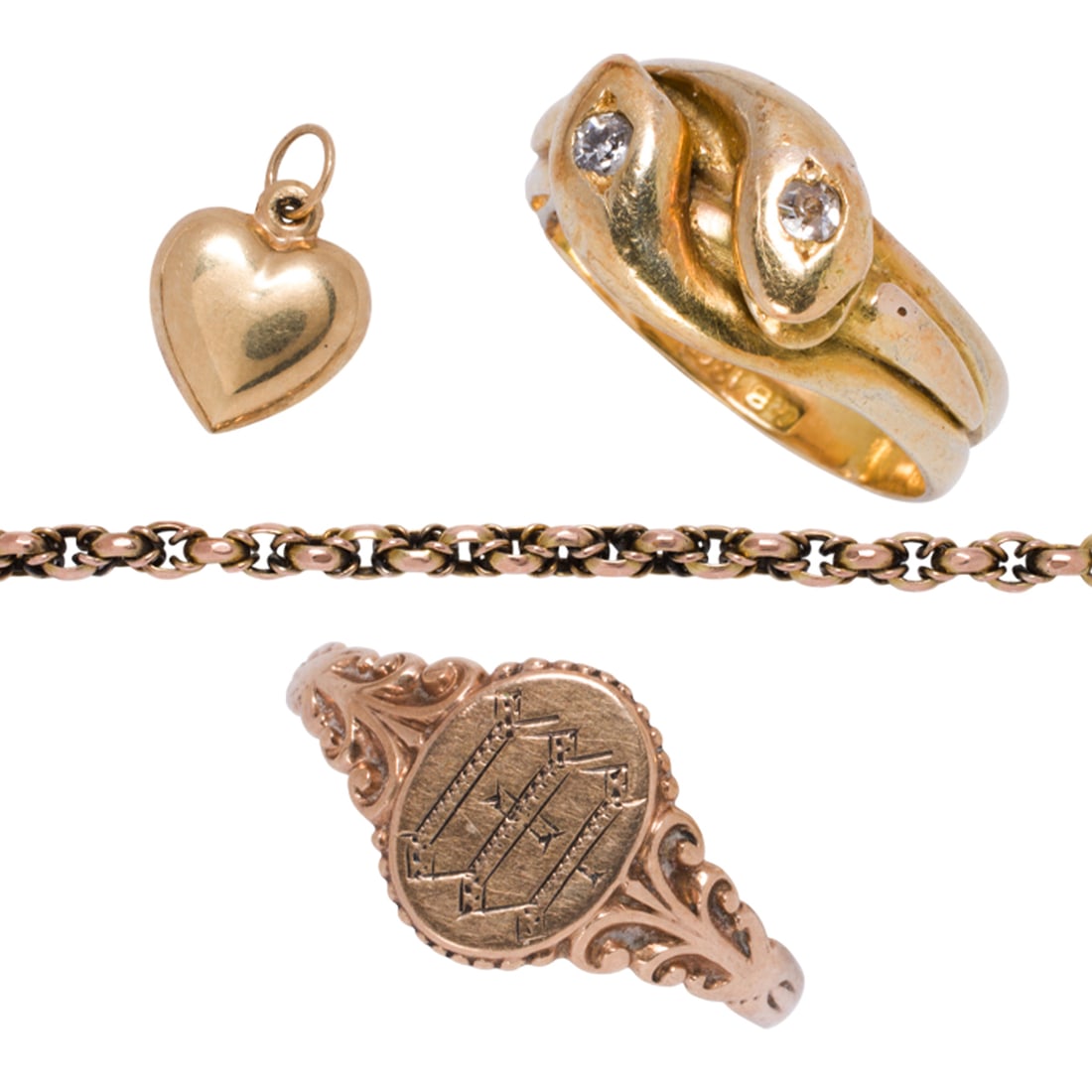 A miscellaneous group of antique gold jewelry (1 of 2)