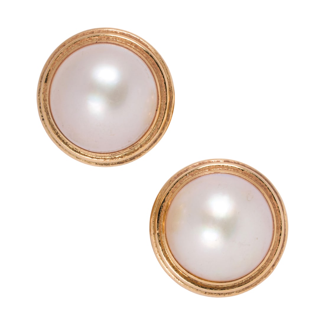 A pair of mabe cultured pearl and 14k gold ear clips (1 of 1)