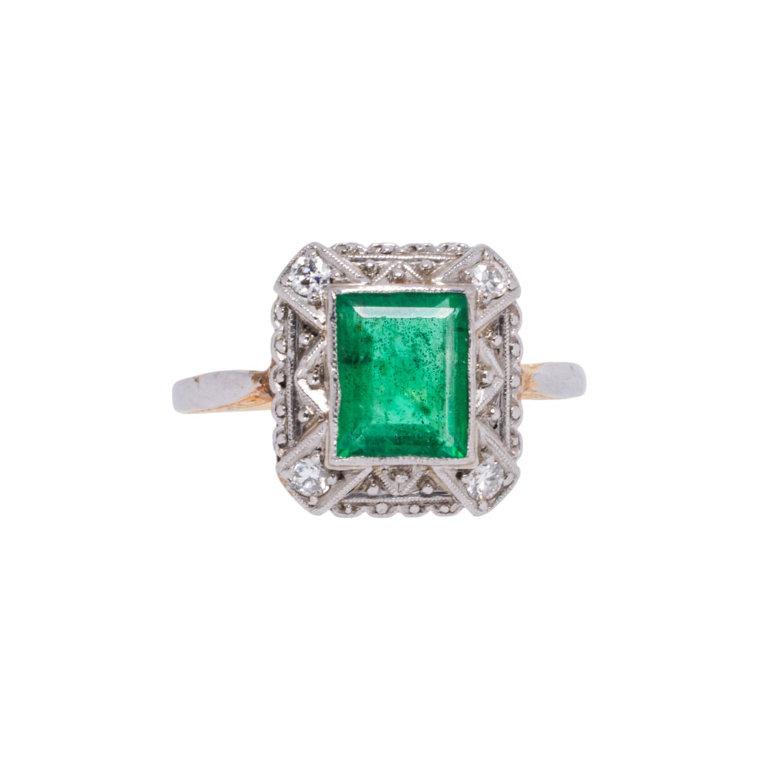 An emerald, diamond and 14k gold ring (1 of 2)