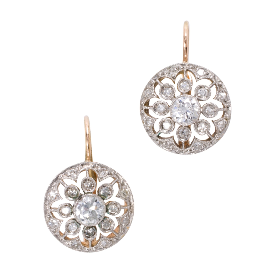 A pair of diamond and 18k bicolor gold earrings (1 of 1)