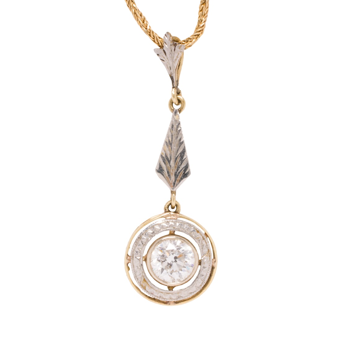 A diamond and 14k bi-color gold pendant necklace (1 of 2)