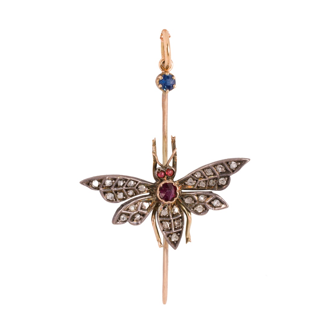 A gem-set and 10k gold moth pendant (1 of 1)