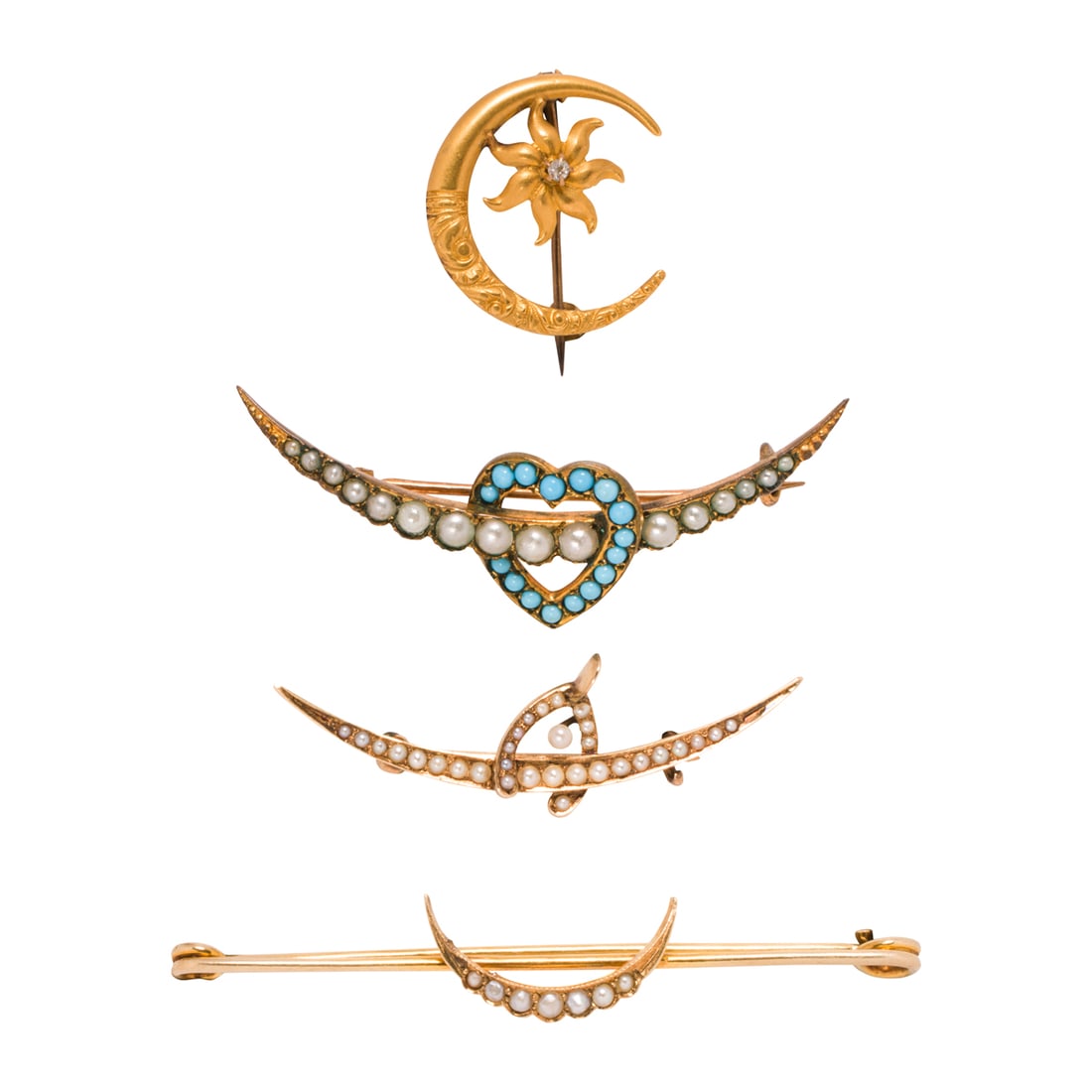 Four Victorian crescent moon pins (1 of 1)