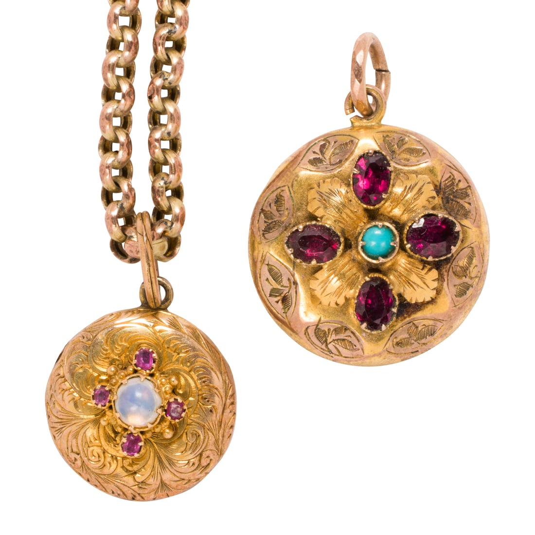 An antique gemstone, 9k and 14k gold pendant and pendant necklace (1 of 2)