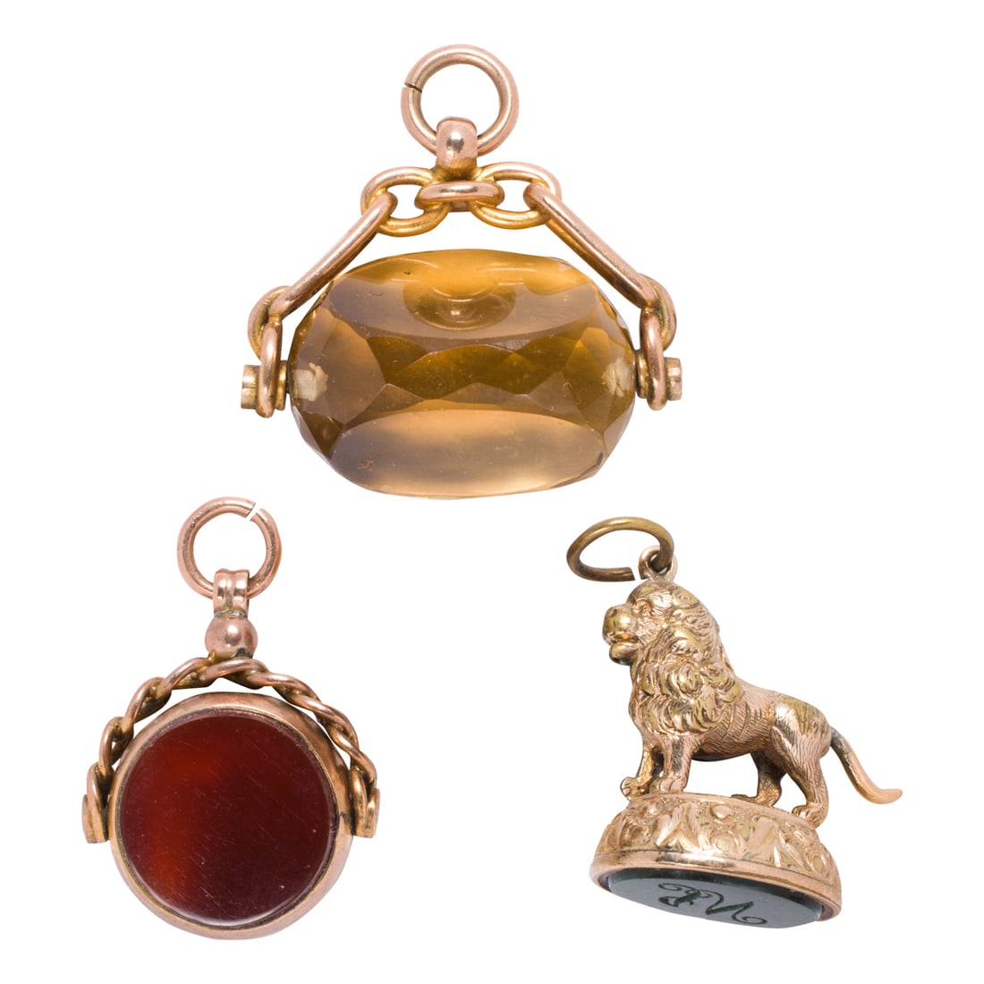 Three antique 9k gold and gold-filled watch fobs (1 of 2)