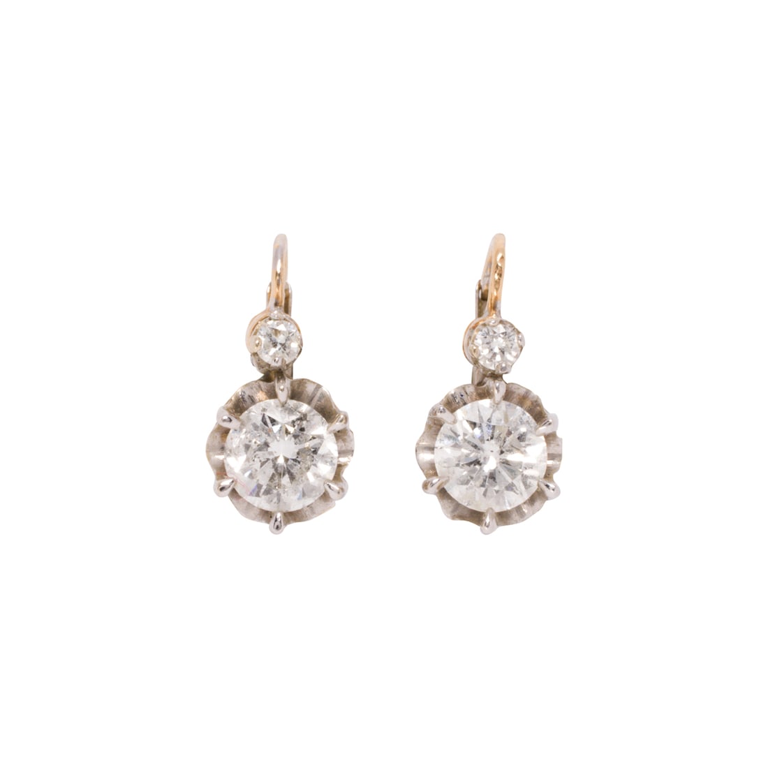 A pair of diamond and 14k bi-color gold earrings (1 of 1)