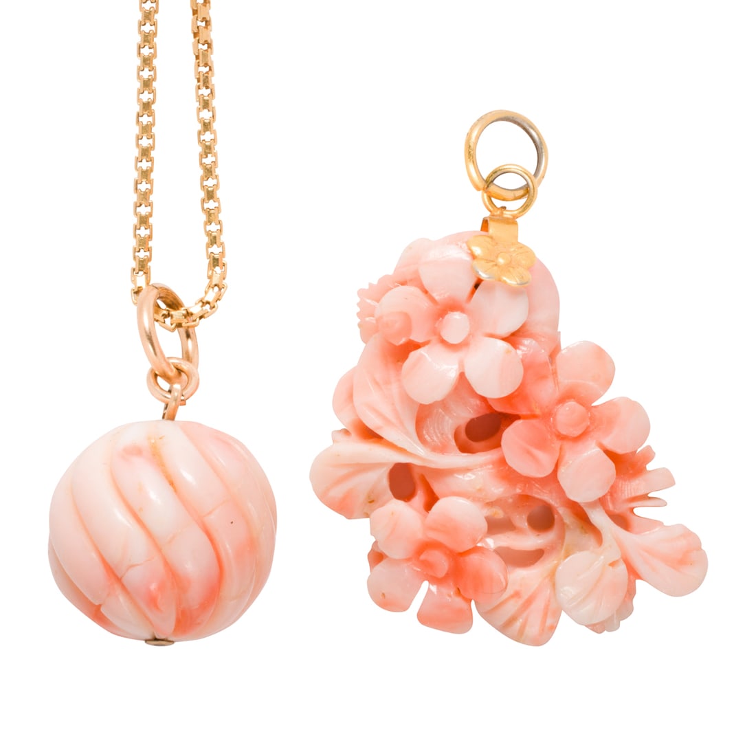 A coral, gold and gold-filled pendant and pendant necklace (1 of 1)