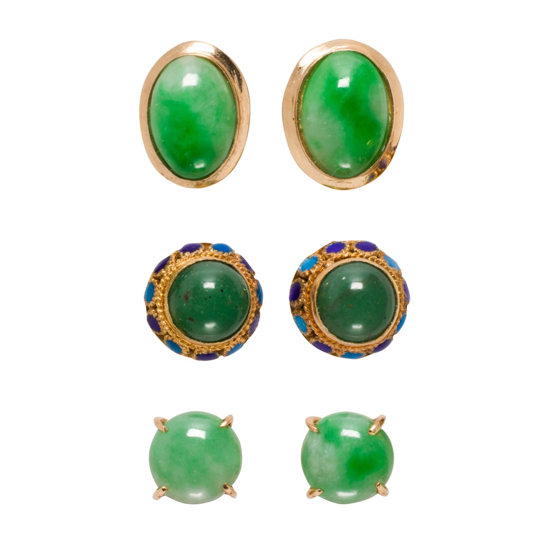 Three pairs of hardstone and 14k gold earrings (1 of 1)