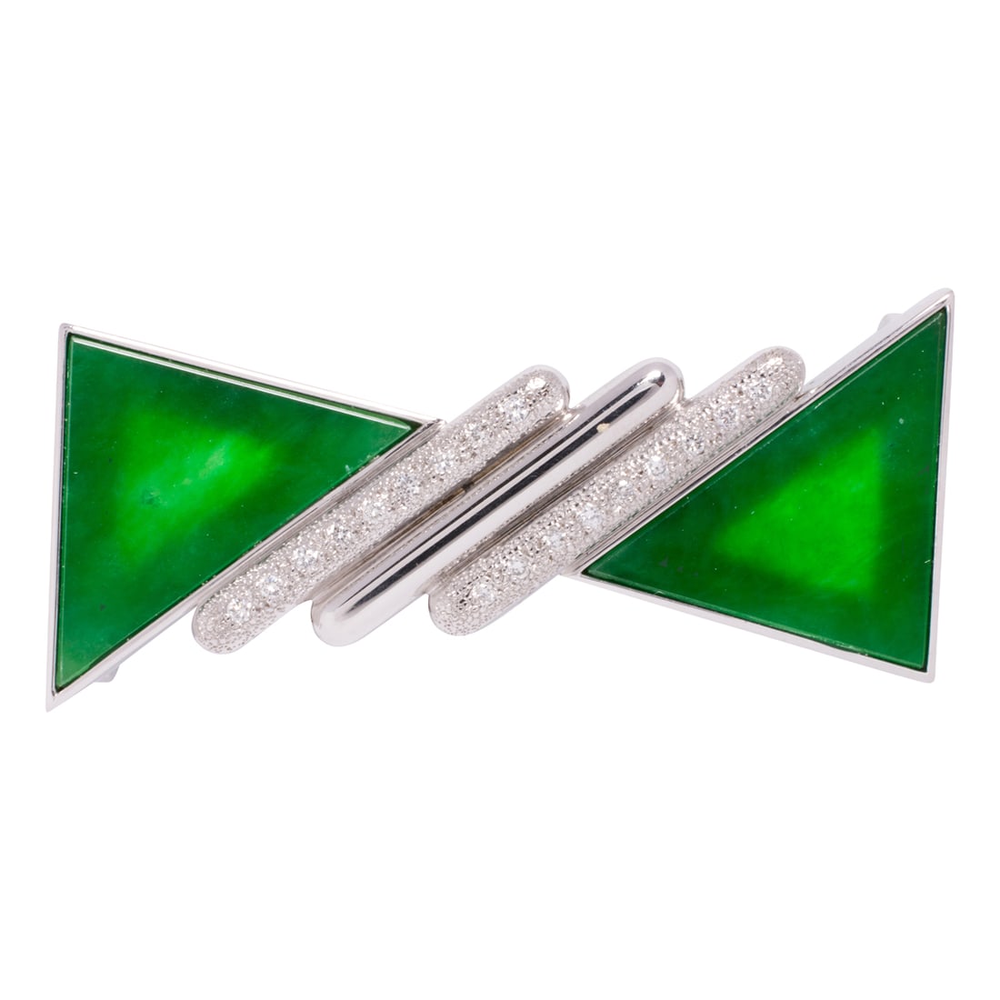 A jadeite, diamond and platinum brooch (1 of 1)