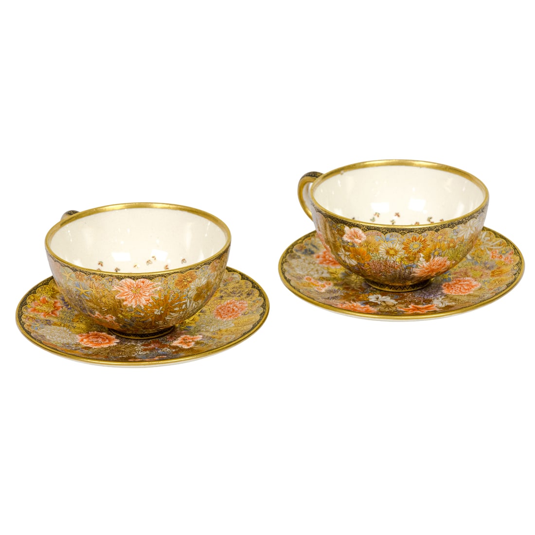 (Set of 2) Satsuma tea cups and saucers (1 of 4)