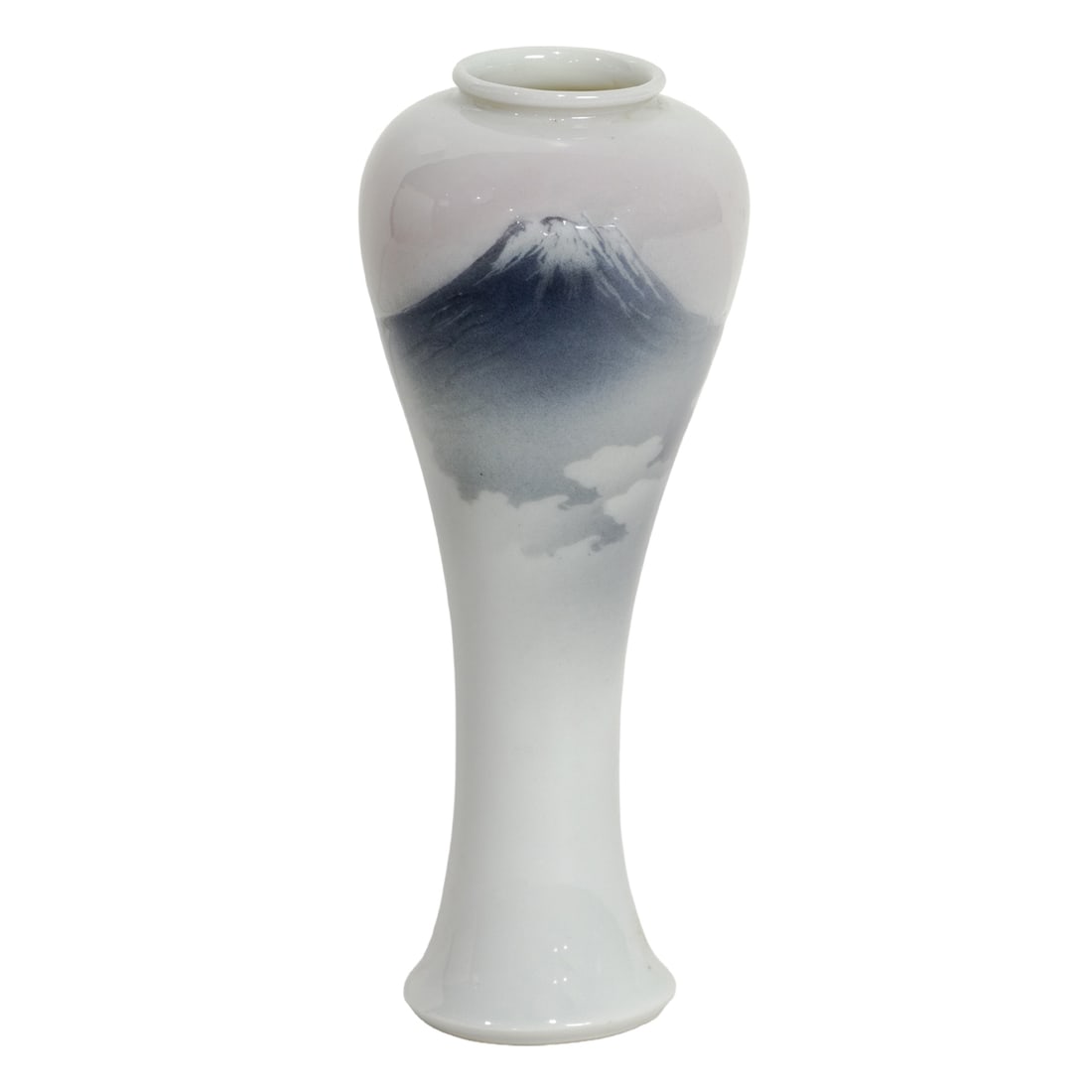 A Japanese Mt Fuji porcelain vase: A Japanese Mt Fuji porcelain vase. Bearing Nishiura Enji mark, Meiji period, 6" high.