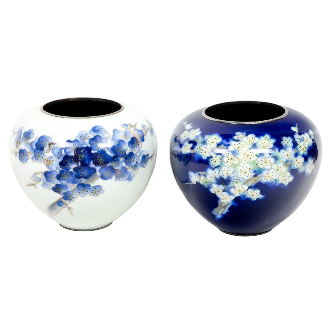 (lot of 2) Japanese cloisonne sakura vases (1 of 5)