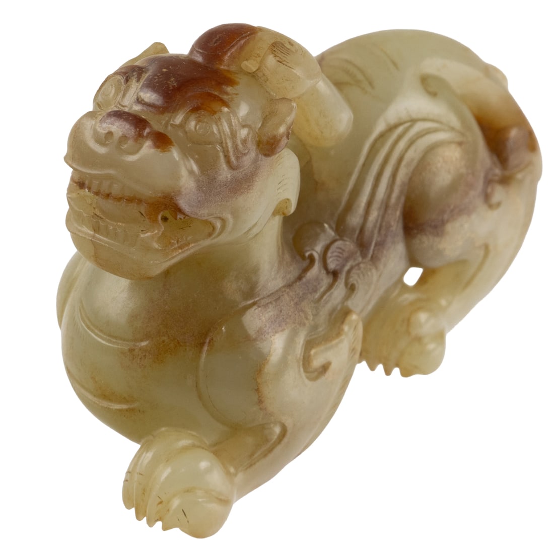 A Chinese russet jade pixiu: A Chinese russet jade pixiu. 3.375" across.