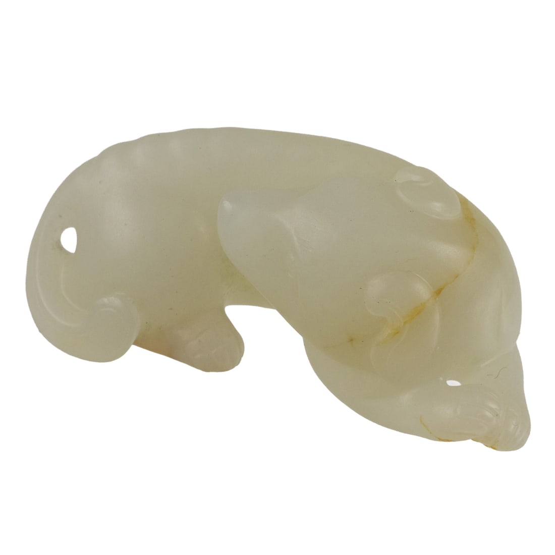 A Chinese white jade dog toggle (1 of 2)